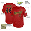 Custom Red Black-Old Gold Mesh Authentic Throwback Baseball Jersey