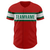 Custom Red White-Kelly Green Authentic Baseball Jersey