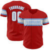 Custom Red White-Light Blue Authentic Baseball Jersey