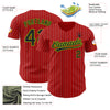 Custom Red Gray Pinstripe Black-Neon Green Authentic Baseball Jersey