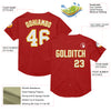 Custom Red White-Yellow Mesh Authentic Throwback Baseball Jersey