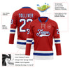 Custom Red White-Royal Hockey Lace Neck Jersey