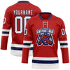 Custom Red White-Navy Hockey Lace Neck Jersey