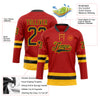 Custom Red Black-Gold Hockey Lace Neck Jersey