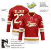 Custom Red White-Old Gold Hockey Lace Neck Jersey