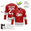 Custom Red White-Gray Hockey Lace Neck Jersey