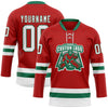 Custom Red White-Kelly Green Hockey Lace Neck Jersey