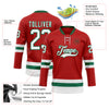 Custom Red White-Kelly Green Hockey Lace Neck Jersey