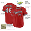 Custom Red Gray-Black Authentic Throwback Baseball Jersey