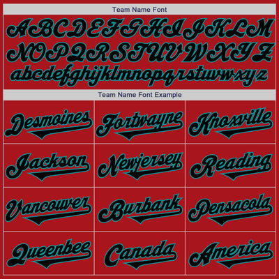 Custom Red Black-Teal Authentic Baseball Jersey