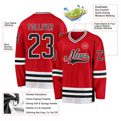 Custom Red Black-White Hockey Jersey