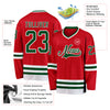 Custom Red Green-White Hockey Jersey