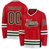 Custom Red Green-White Hockey Jersey