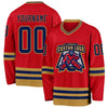 Custom Red Navy-Old Gold Hockey Jersey