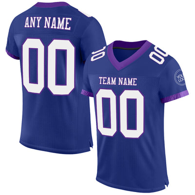 Custom Royal White-Purple Mesh Authentic Football Jersey