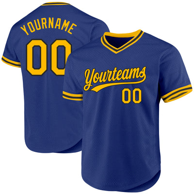 Custom Royal Gold-Black Authentic Throwback Baseball Jersey