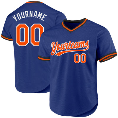 Custom Royal Orange-White Authentic Throwback Baseball Jersey