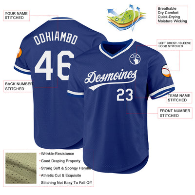 Custom Royal White Authentic Throwback Baseball Jersey