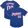 Custom Royal White-Pink Mesh Authentic Throwback Baseball Jersey