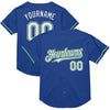 Custom Royal White-Kelly Green Mesh Authentic Throwback Baseball Jersey