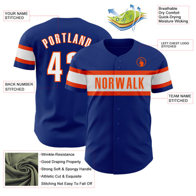 Custom Royal White-Orange Authentic Baseball Jersey