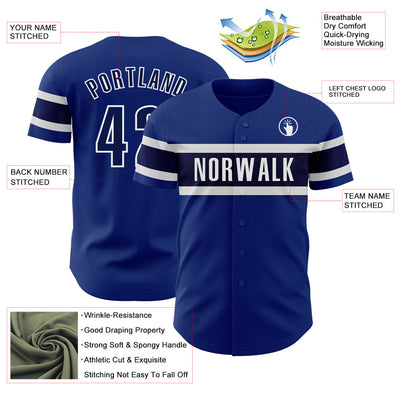 Custom Royal Navy-White Authentic Baseball Jersey