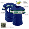 Custom Royal White-Kelly Green Authentic Baseball Jersey