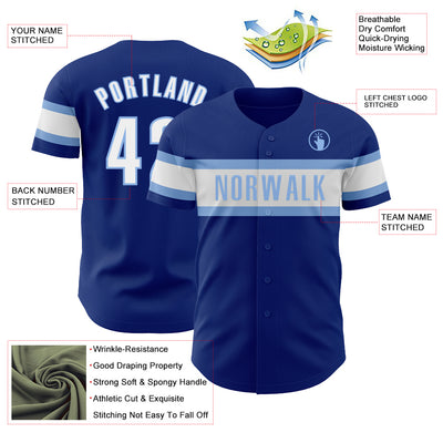 Custom Royal White-Light Blue Authentic Baseball Jersey