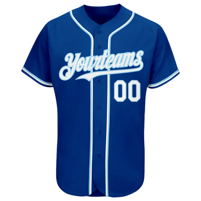 Custom Royal White-Light Blue Authentic Baseball Jersey