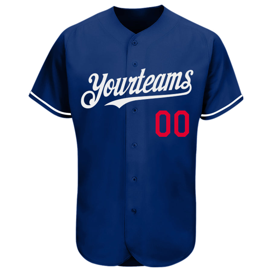 Custom Royal White-Red Authentic Baseball Jersey