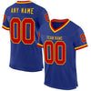 Custom Royal Red-Gold Mesh Authentic Throwback Football Jersey