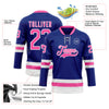 Custom Royal Pink-White Hockey Lace Neck Jersey