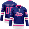 Custom Royal Pink-White Hockey Lace Neck Jersey