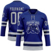 Custom Royal Gray-Navy Hockey Lace Neck Jersey