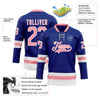 Custom Royal Medium Pink-White Hockey Lace Neck Jersey