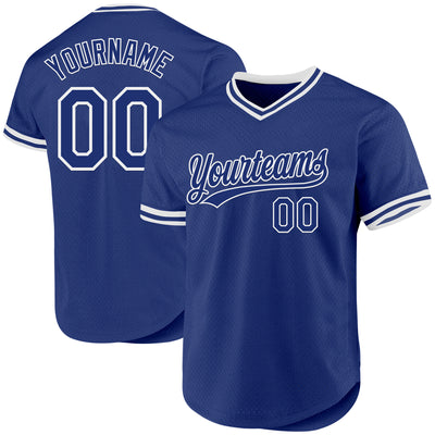 Custom Royal White Authentic Throwback Baseball Jersey