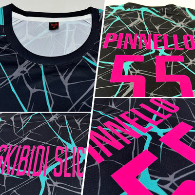 Custom Black Pink-Aqua Sublimation Soccer Uniform Jersey