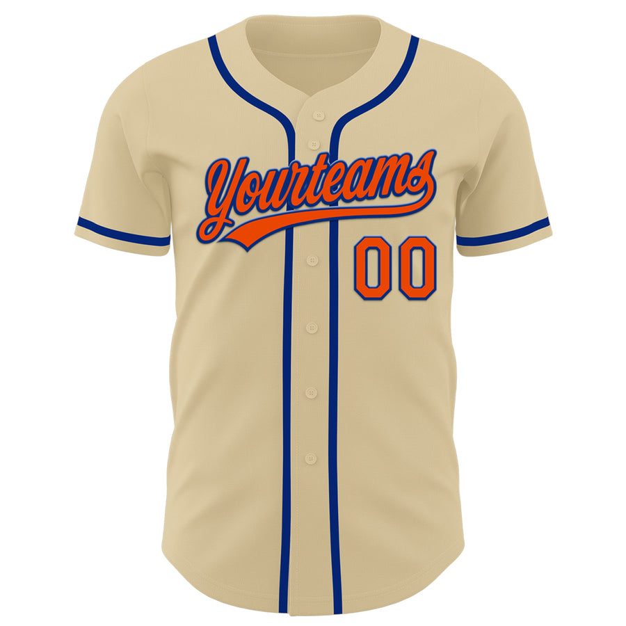 Custom Sand Orange-Royal Authentic Baseball Jersey