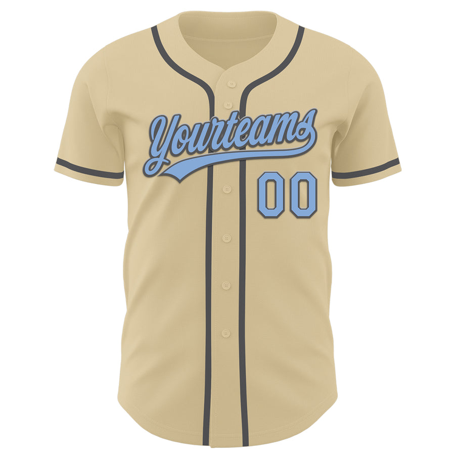 Custom Sand Light Blue-Steel Gray Authentic Baseball Jersey