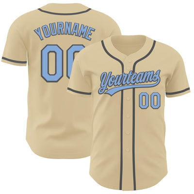 Custom Sand Light Blue-Steel Gray Authentic Baseball Jersey