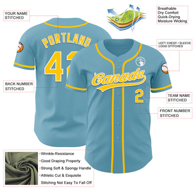 Custom Shadow Blue Yellow-White Authentic Baseball Jersey