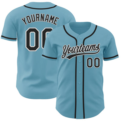 Custom Shadow Blue Black-White Authentic Baseball Jersey