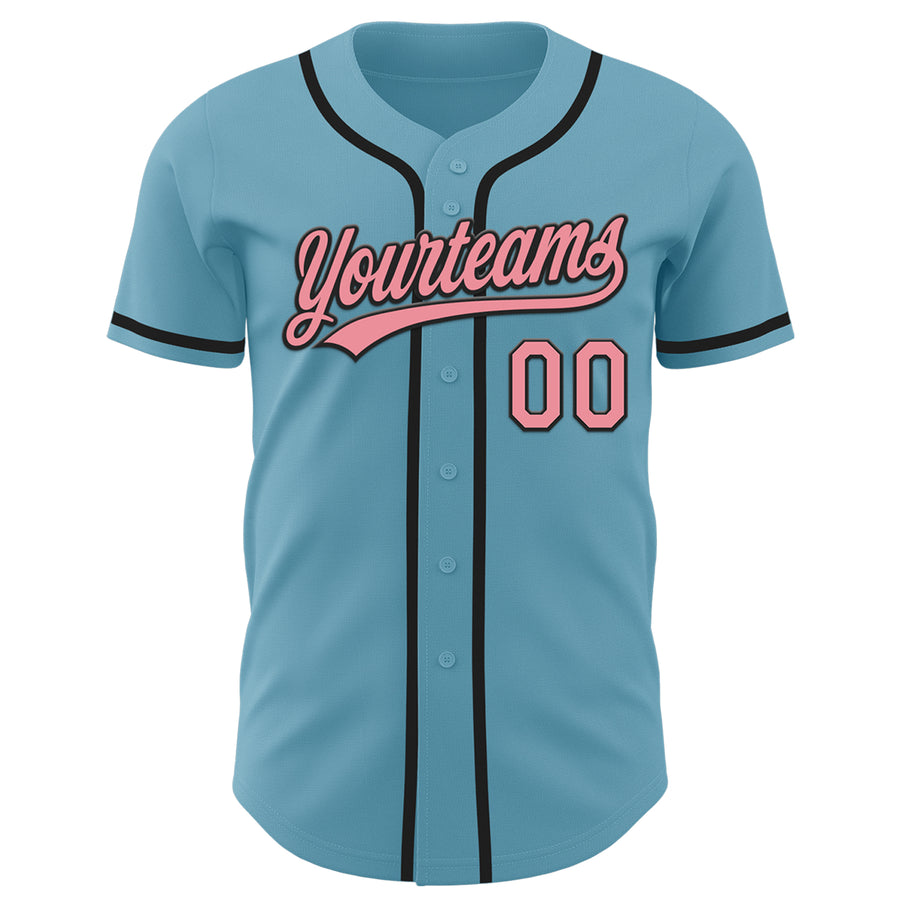 Custom Shadow Blue Medium Pink-Black Authentic Baseball Jersey