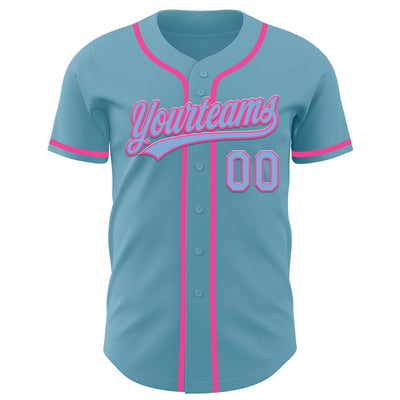 Custom Shadow Blue Light Blue-Pink Authentic Baseball Jersey