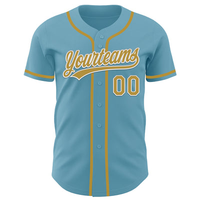 Custom Shadow Blue Old Gold-White Authentic Baseball Jersey