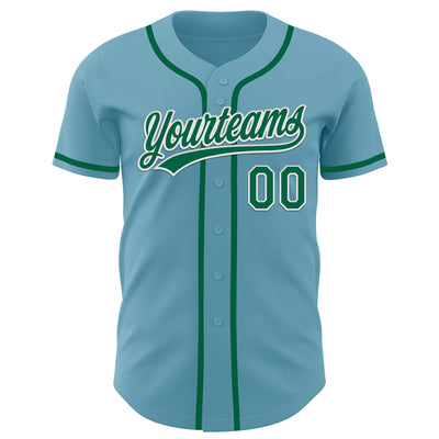 Custom Shadow Blue Kelly Green-White Authentic Baseball Jersey