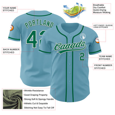 Custom Shadow Blue Kelly Green-White Authentic Baseball Jersey