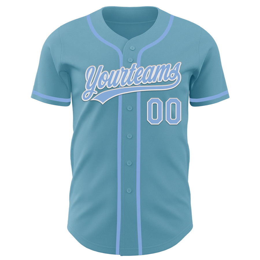 Custom Shadow Blue Light Blue-White Authentic Baseball Jersey