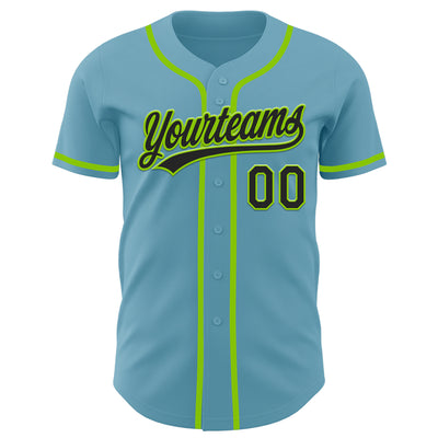 Custom Shadow Blue Black-Neon Green Authentic Baseball Jersey