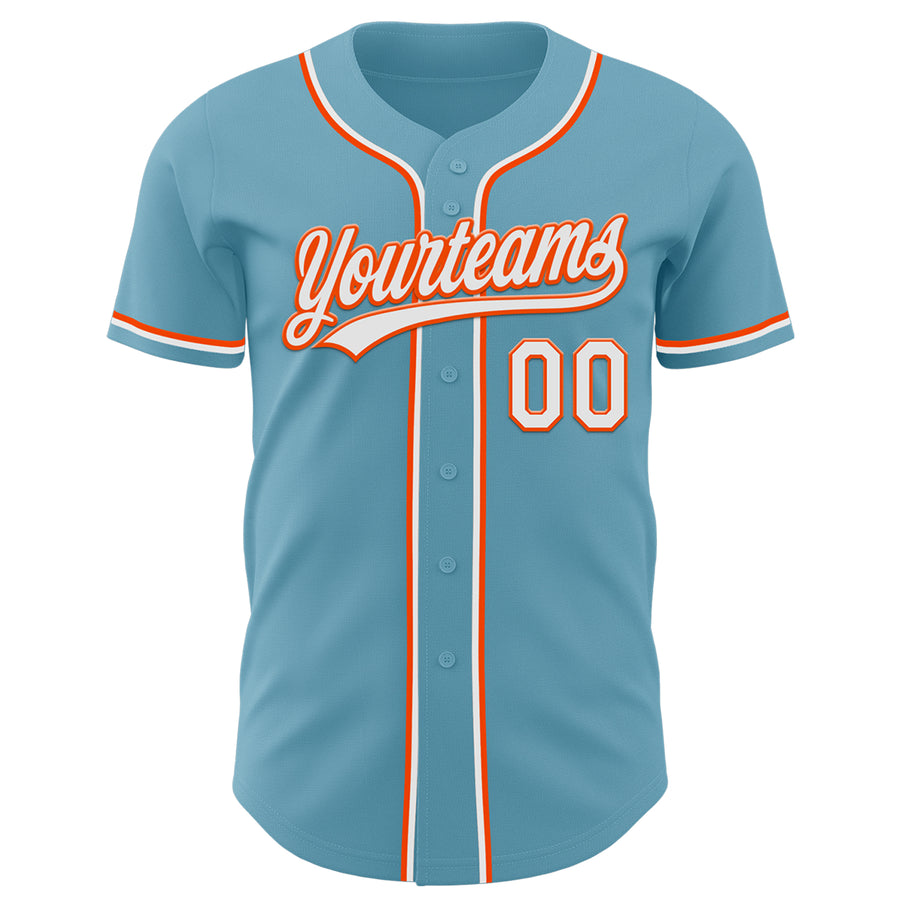 Custom Shadow Blue White-Orange Authentic Baseball Jersey